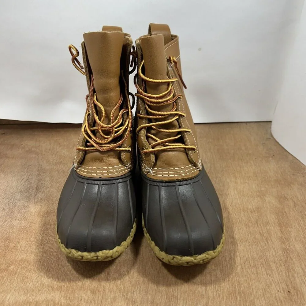 LL Bean Duck Boots Women Size 7 Rubber Moc Gum Shoes Low Top Brown Leather